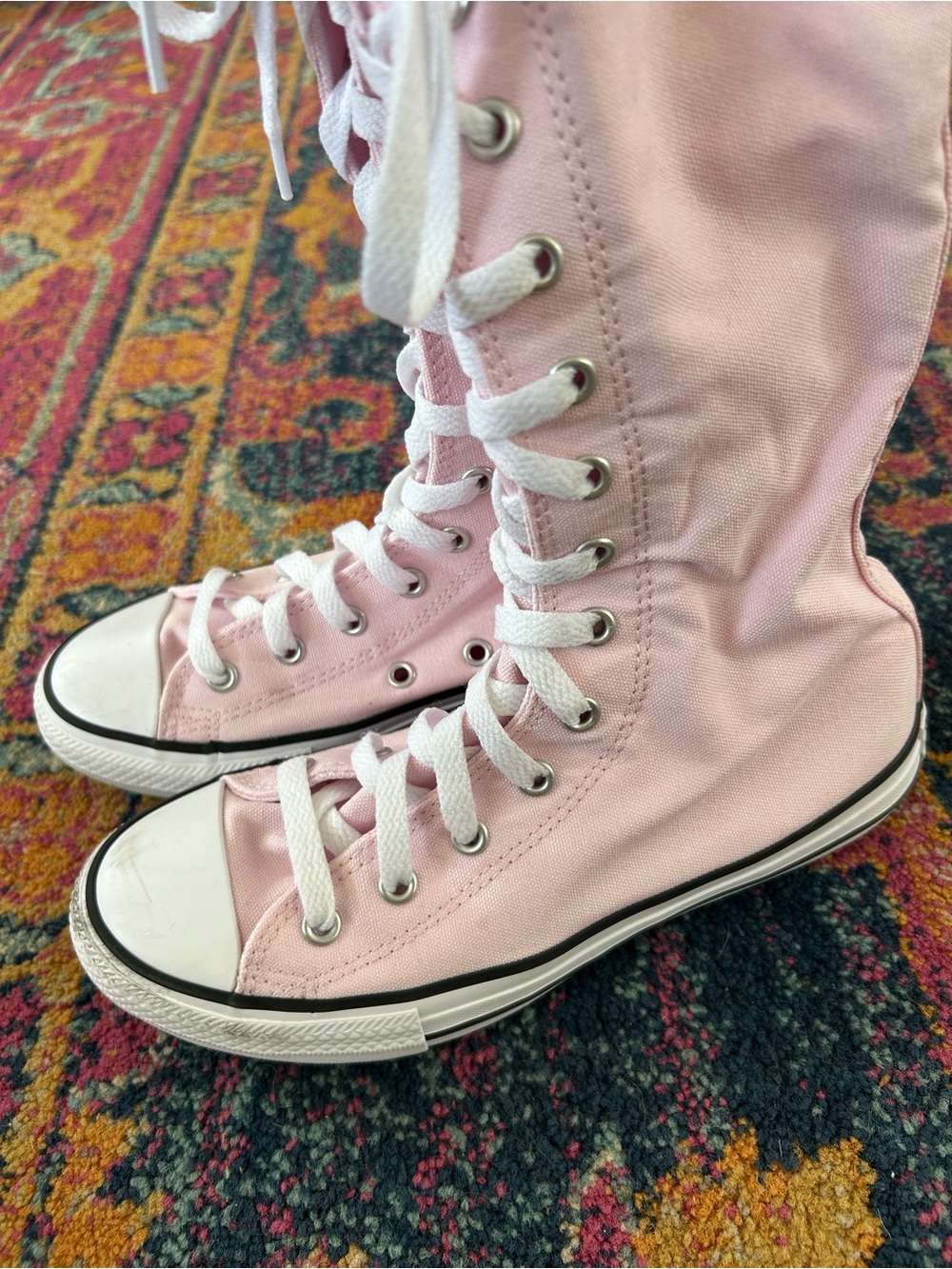 Converse | Youth Pink High Top All Star Canvas XX Side Zip Calf High Sneakers 3 - Picture 8 of 15